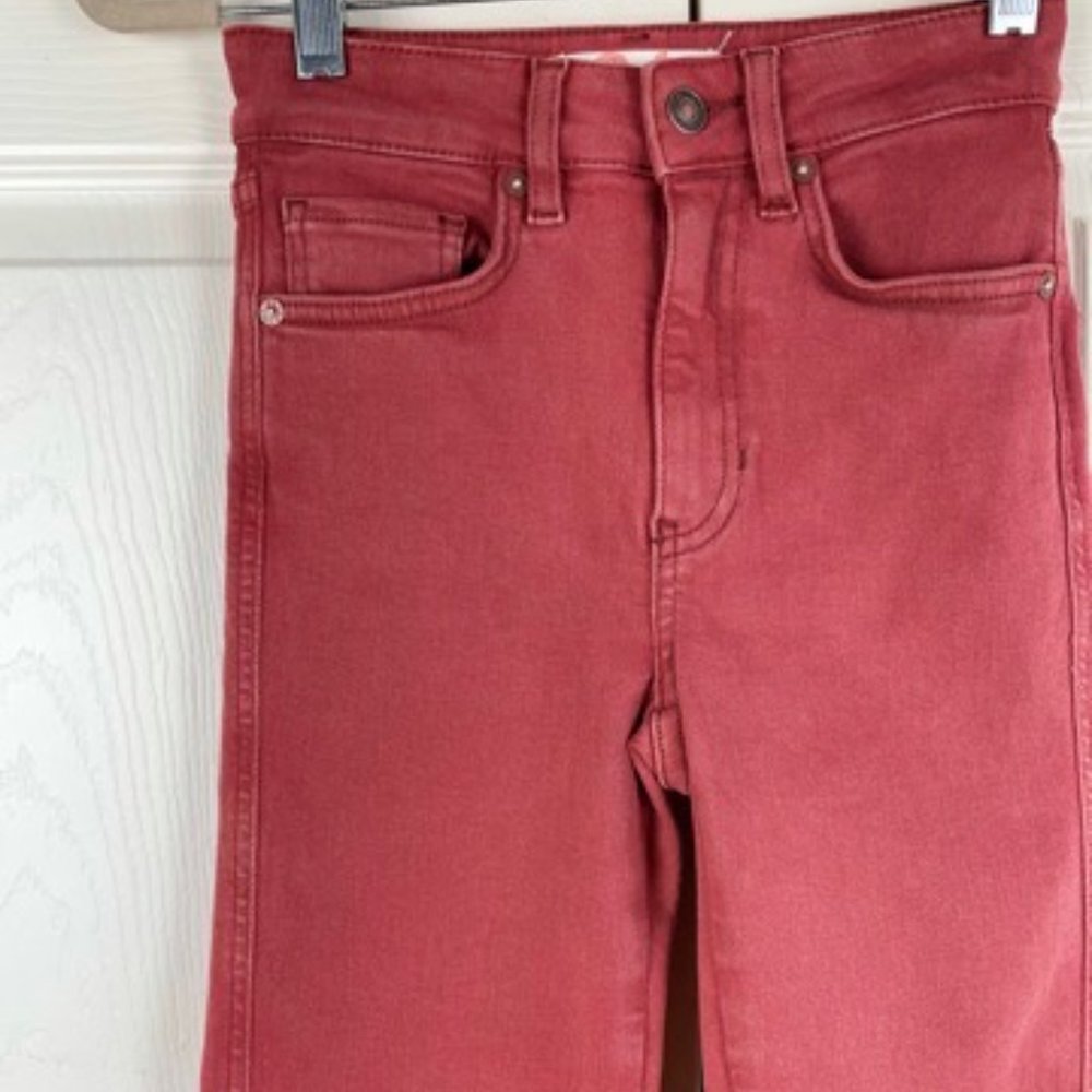 Free People Raw Hems High Rise Skinny Jeans Red 24 - Picture 5 of 10